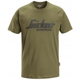 Tricou de bărbați, 100% bumbac, 200 g/mp, Snickers Workwear Logo, 2590, Khaki Green