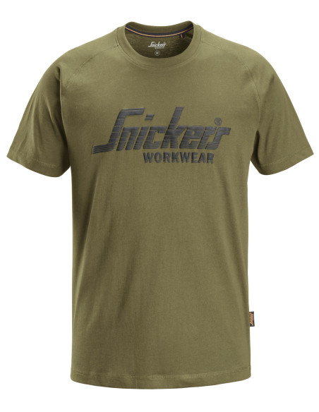 Tricou de bărbați, 100% bumbac, 200 g/mp, Snickers Workwear Logo, 2590, Khaki Green