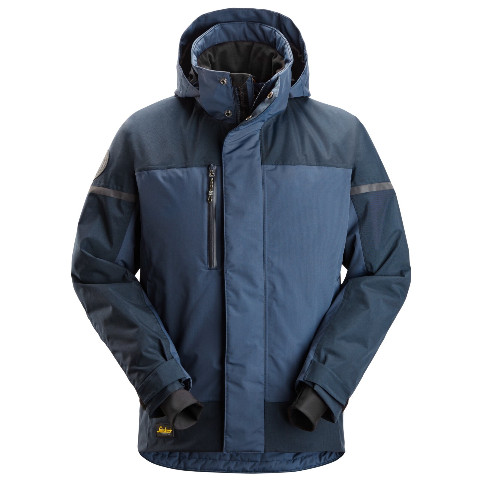 Geacă termoizolantă, impermeabilă, cu glugă, de iarnă, Snickers Workwear, AllroundWork, 1112, Navy/Dark Navy