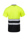 Tricou de înaltă vizibilitate, cu benzi reflectorizante, 100% poliester, Prisma HV Galben Negru