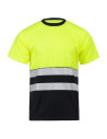 Tricou de înaltă vizibilitate, cu benzi reflectorizante, 100% poliester, Prisma HV Galben Negru