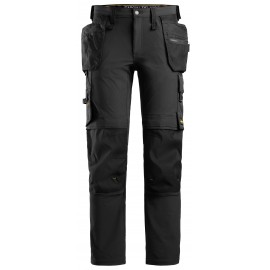 Pantaloni de lucru, 4-way (full stretch), cu buzunare holster, Snickers Workwear, AllroundWork, 6271, Black/Black