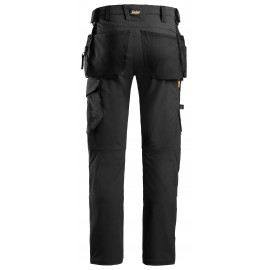 Pantaloni de lucru, 4-way (full stretch), cu buzunare holster, Snickers Workwear, AllroundWork, 6271, Black/Black