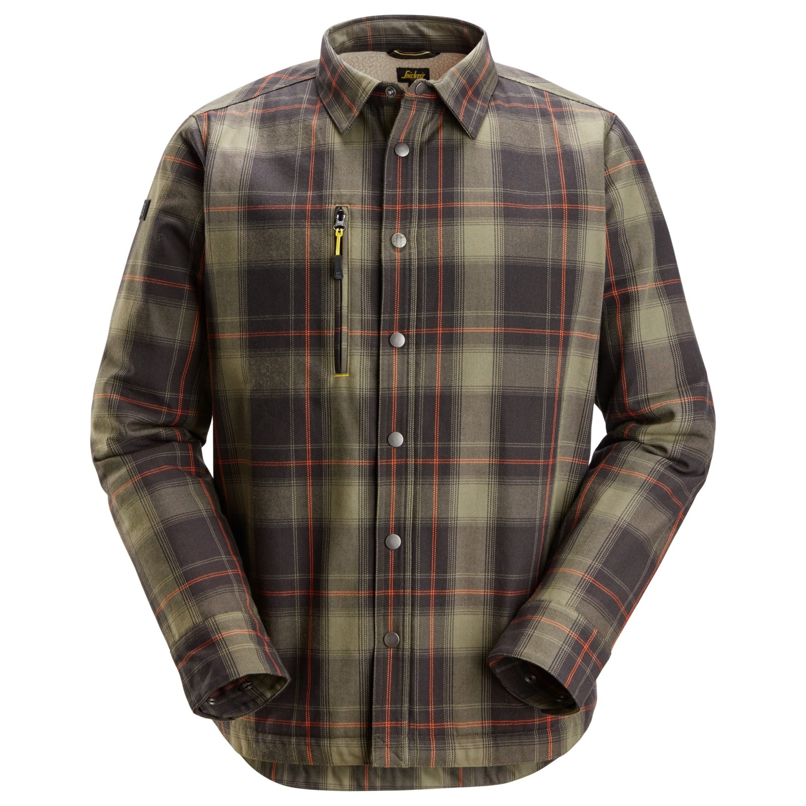 Cămașă căptușită, pentru iarnă, Snickers Workwear, AllroundWork, 8522, Khaki Green/Black