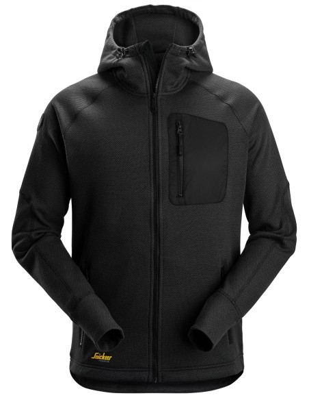 Hanorac cu glugă, din fleece, Snickers Workwear, FlexiWork, 8041, Black