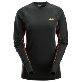 Bluză termică de damă, din lână merino, Snickers Workwear, Stay Warm, 9470, Black/Anthracite Melange