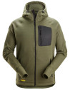 Hanorac cu glugă, din fleece, Snickers Workwear, FlexiWork, 8041, Kahki Green/Black