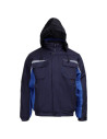 Costum de lucru pentru iarnă, din două piese: jachetă + pantaloni cu pieptar Kastor blue, bumbac 100%, 240 g/mp