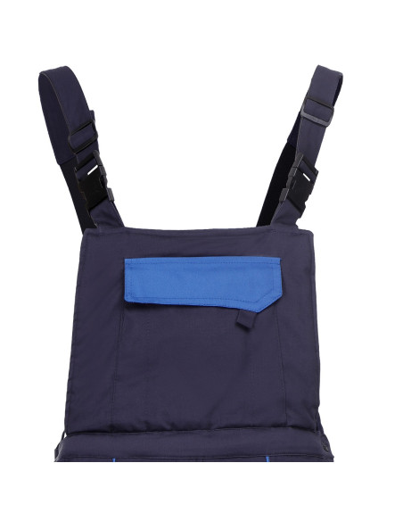 Costum de lucru pentru iarnă, din două piese: jachetă + pantaloni cu pieptar Kastor blue, bumbac 100%, 240 g/mp