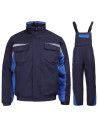 Costum de lucru pentru iarnă, din două piese: jachetă + pantaloni cu pieptar Kastor blue, bumbac 100%, 240 g/mp