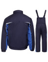Costum de lucru pentru iarnă, din două piese: jachetă + pantaloni cu pieptar Kastor blue, bumbac 100%, 240 g/mp