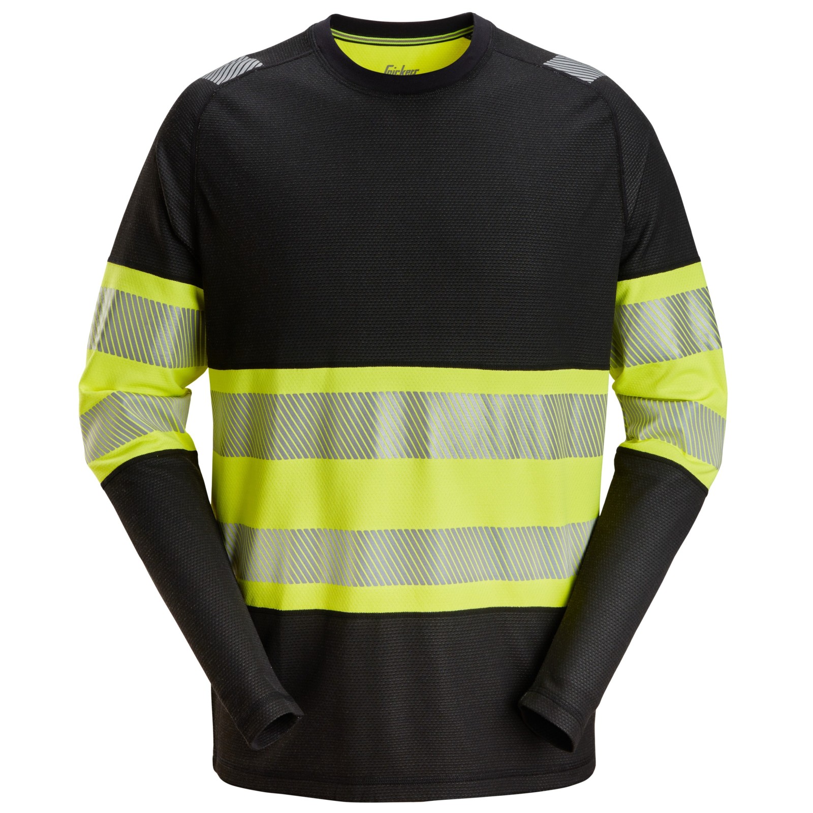 Tricou reflectorizant cu mânecă lungă, CL 1, Snickers Workwear, 2430, Black/Yellow