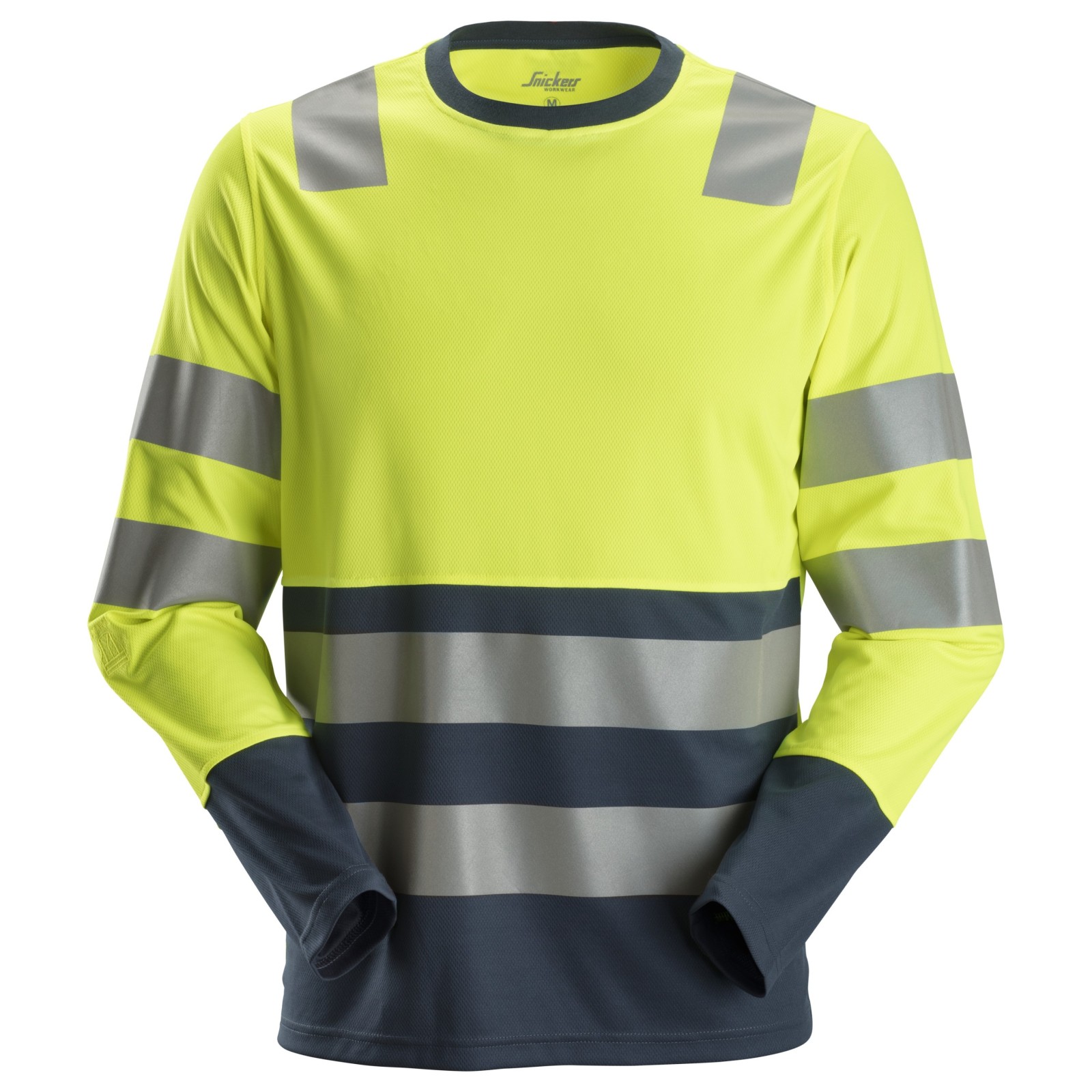 Tricou reflectorizant cu mânecă lungă, CL 2, Snickers Workwear, 2433, Yellow/Navy