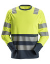 Tricou reflectorizant cu mânecă lungă, CL 2, Snickers Workwear, 2433, Yellow/Navy