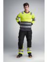 Tricou reflectorizant cu mânecă lungă, CL 2, Snickers Workwear, 2433, Yellow/Navy