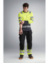 Tricou reflectorizant cu mânecă lungă, CL 2, Snickers Workwear, 2433, Yellow/Navy