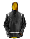 Jachetă de ploaie cu glugă și benzi reflectorizante, din poliuretan, Snickers Workwear, 8200, Black