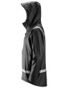 Jachetă de ploaie cu glugă și benzi reflectorizante, din poliuretan, Snickers Workwear, 8200, Black