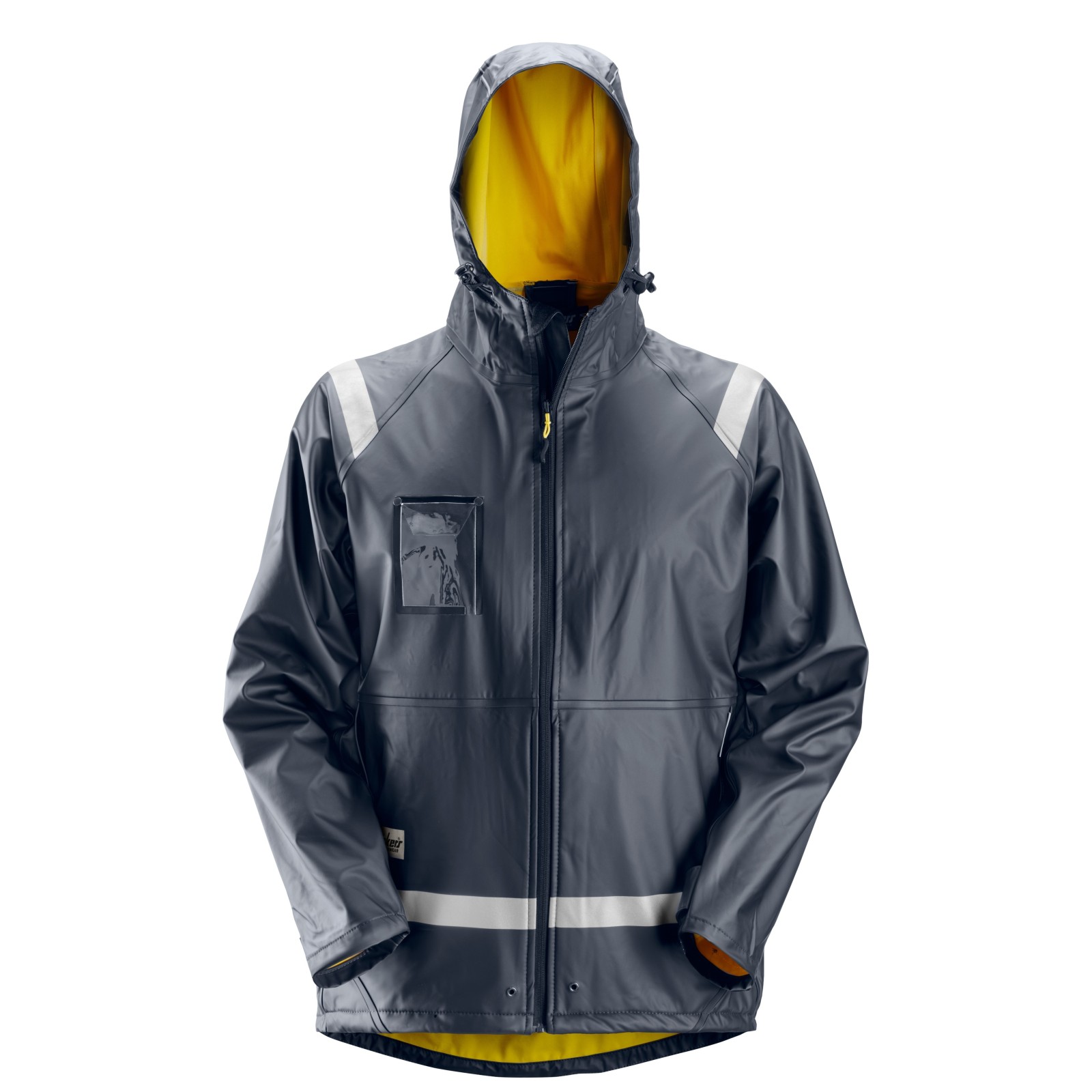 Jachetă de ploaie cu glugă și benzi reflectorizante, din poliuretan, Snickers Workwear, 8200, Navy