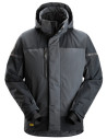 Geacă impermeabilă, termoizolantă, cu glugă, de iarnă, Snickers Workwear, AllroundWork, 1112, Steel Grey/Dark Steel Grey
