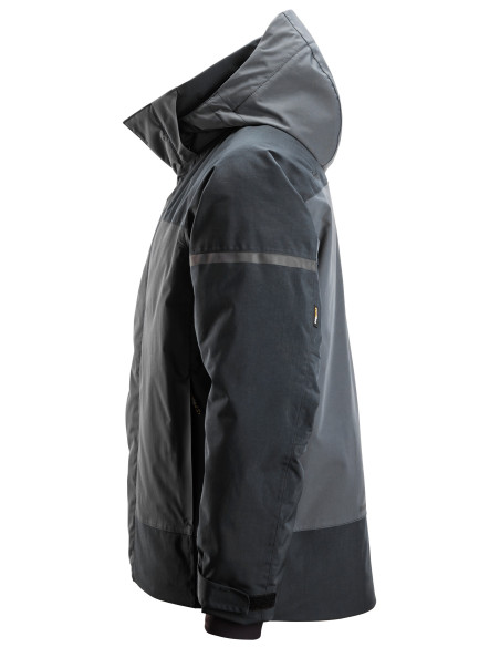 Geacă impermeabilă, termoizolantă, cu glugă, de iarnă, Snickers Workwear, AllroundWork, 1112, Steel Grey/Dark Steel Grey