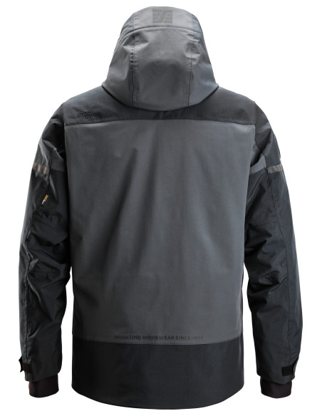Geacă impermeabilă, termoizolantă, cu glugă, de iarnă, Snickers Workwear, AllroundWork, 1112, Steel Grey/Dark Steel Grey