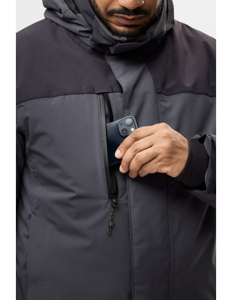 Geacă impermeabilă, termoizolantă, cu glugă, de iarnă, Snickers Workwear, AllroundWork, 1112, Steel Grey/Dark Steel Grey