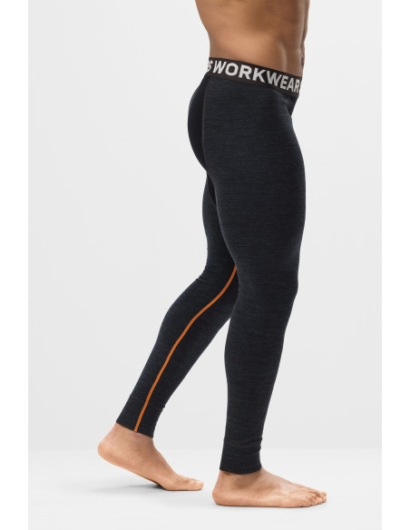 Pantaloni termici pentru bărbați, din lână merino, Snickers Workwear, Stay Warm, 9481, Black/Anthracite Melange
