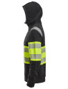 Hanorac reflectorizant cu fermoar și glugă, CL 1, Snickers Workwear, 2838, Black/High Vis Yellow