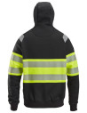 Hanorac reflectorizant cu fermoar și glugă, CL 1, Snickers Workwear, 2838, Black/High Vis Yellow