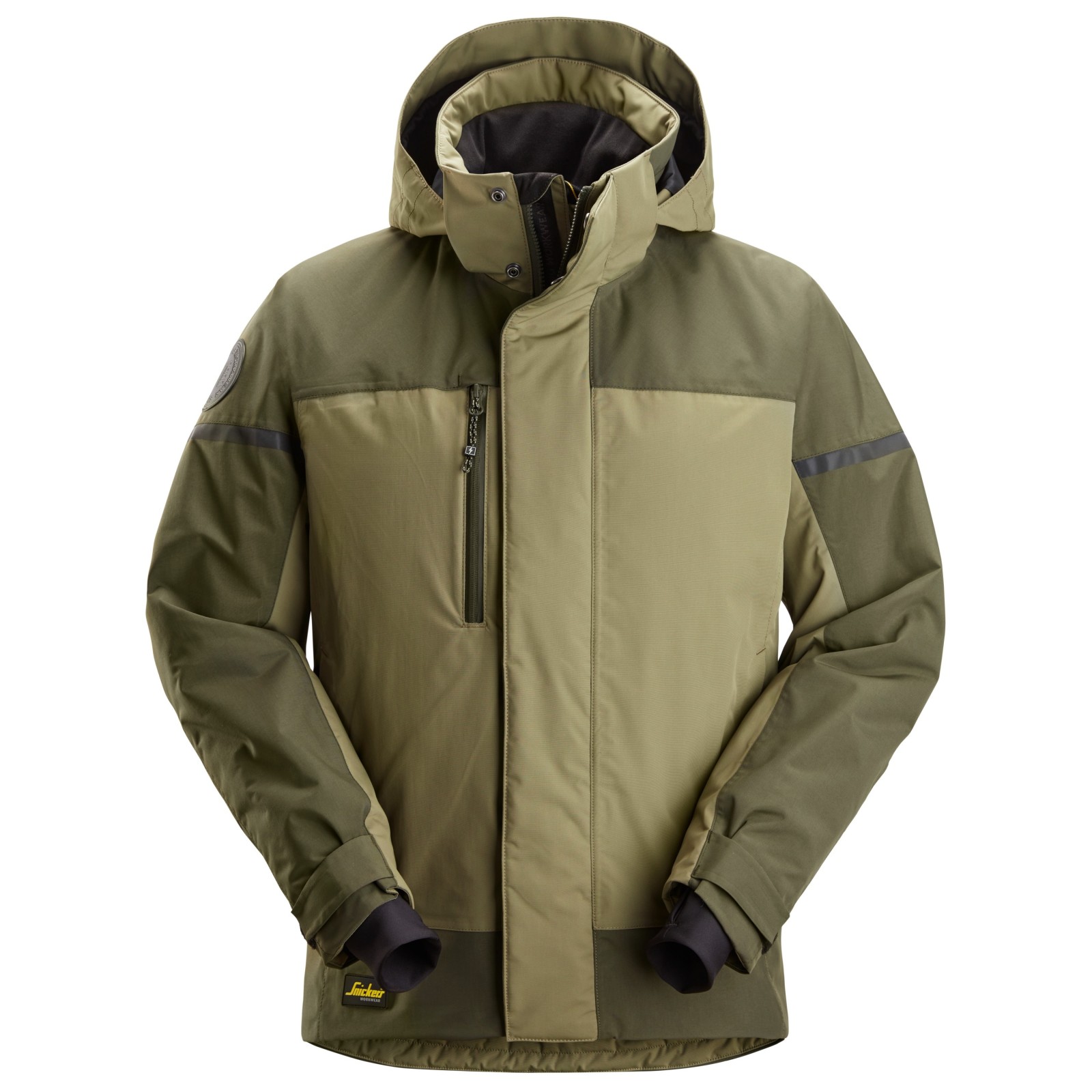 Geacă impermeabilă, termoizolantă, cu glugă, de iarnă, Snickers Workwear, AllroundWork, 1112, Steel Grey/Dark Steel Grey