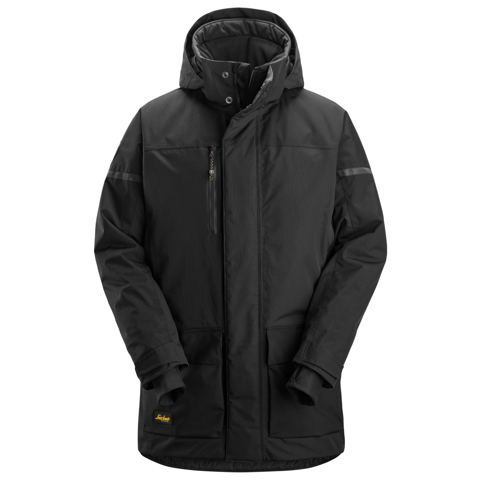 Geacă parka impermeabilă, căptușită, cu glugă, de iarnă, Snickers Workwear, AllroundWork, 1801, Black/Black