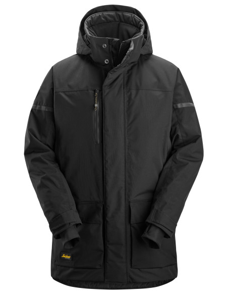 Geacă parka impermeabilă, căptușită, cu glugă, de iarnă, Snickers Workwear, AllroundWork, 1801, Black/Black