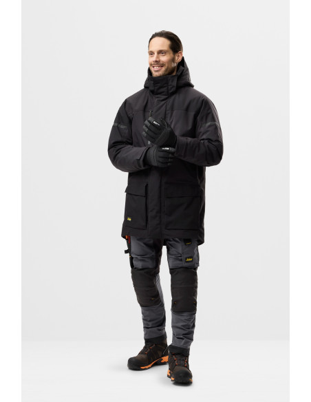Geacă parka impermeabilă, căptușită, cu glugă, de iarnă, Snickers Workwear, AllroundWork, 1801, Black/Black