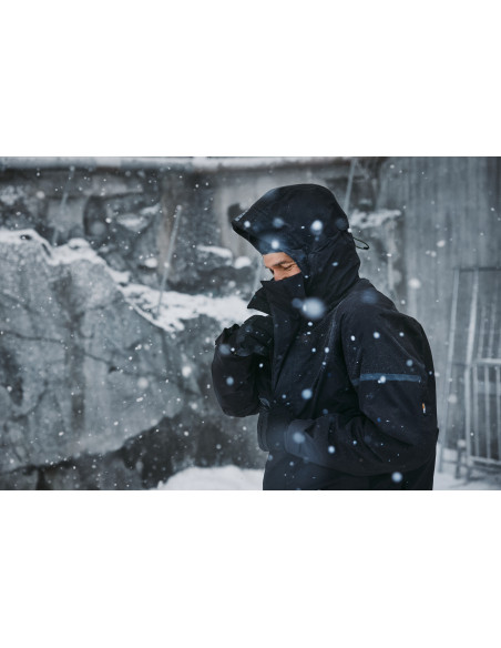 Geacă parka impermeabilă, căptușită, cu glugă, de iarnă, Snickers Workwear, AllroundWork, 1801, Black/Black