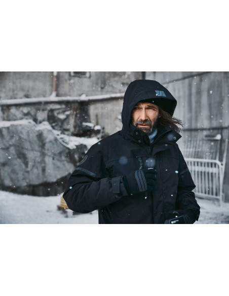 Geacă parka impermeabilă, căptușită, cu glugă, de iarnă, Snickers Workwear, AllroundWork, 1801, Black/Black