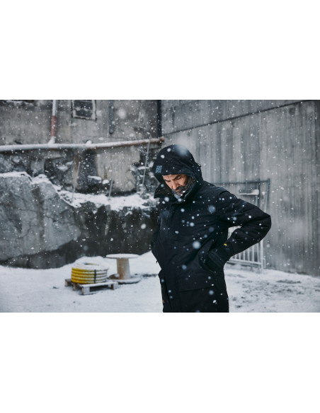 Geacă parka impermeabilă, căptușită, cu glugă, de iarnă, Snickers Workwear, AllroundWork, 1801, Black/Black