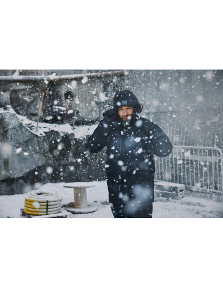 Geacă parka impermeabilă, căptușită, cu glugă, de iarnă, Snickers Workwear, AllroundWork, 1801, Black/Black