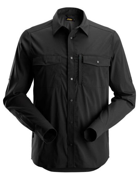 Cămașă de bărbați, mânecă lungă, UPF 50+, Snickers Workwear, LiteWork, 8521, Black