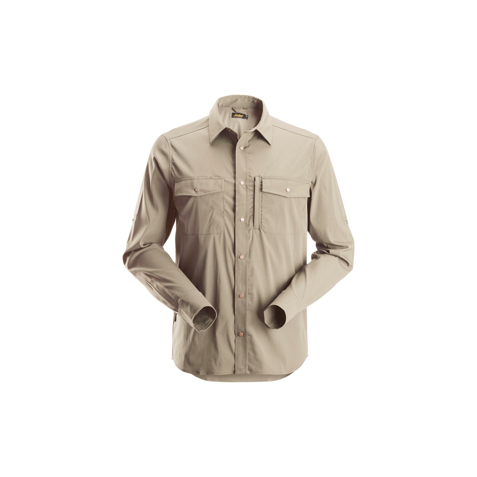 Cămașă de bărbați, mânecă lungă, UPF 50+, Snickers Workwear, LiteWork, 8521, Khaki