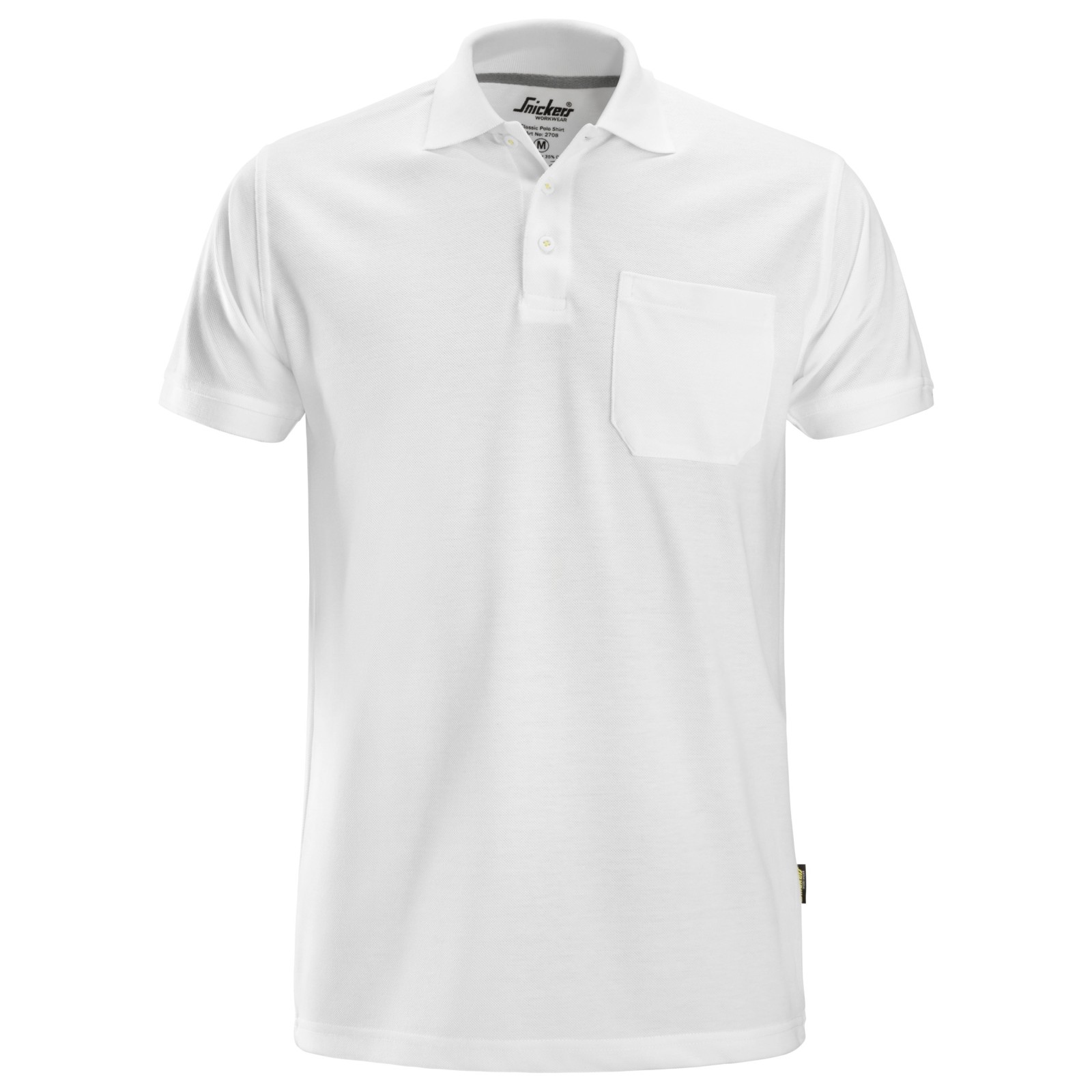 Tricou polo de bărbați, cu buzunar, bumbac+poliester, Snickers Workwear Classic, 2708, White