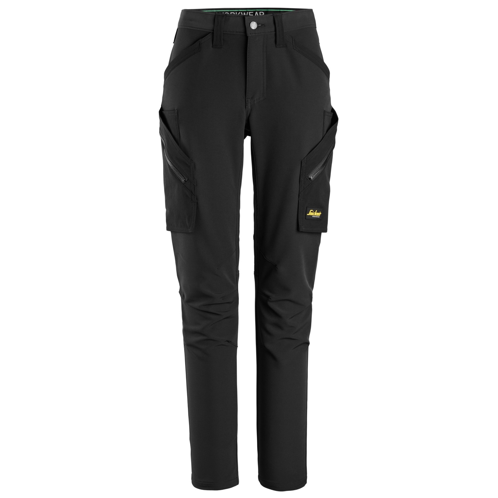 Pantaloni de lucru de damă, 4-way stretch, fără buzunare pt genunchiere, Snickers Workwear, FlexiWork, 6877, Black/Black