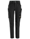 Pantaloni de lucru de damă, 4-way stretch, fără buzunare pt genunchiere, Snickers Workwear, FlexiWork, 6877, Black/Black