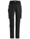 Pantaloni de lucru de damă, 4-way stretch, fără buzunare pt genunchiere, Snickers Workwear, FlexiWork, 6877, Black/Black