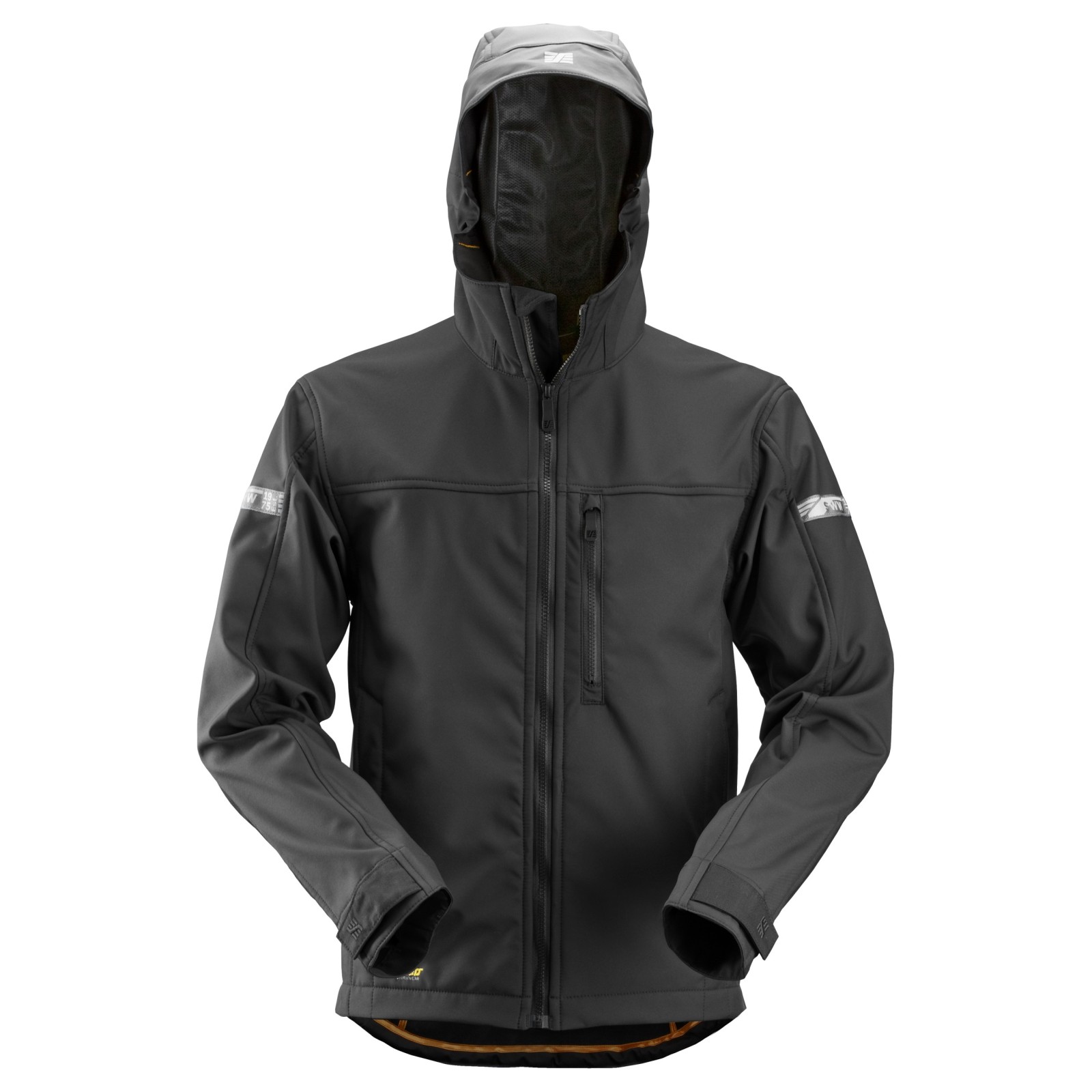 Jachetă softshell, cu glugă, Snickers Workwear, AllroundWork, 1229, Black/Black