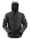 Jachetă softshell, cu glugă, Snickers Workwear, AllroundWork, 1229, Black/Black