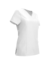 Tunică medicală de damă, alb, cu mânecă scurtă, flexibilă, Nobby White