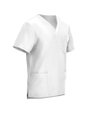 Tunică medicală pentru bărbați, alb, cu mânecă scurtă, flexibilă, Nobby White