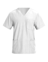 Tunică medicală pentru bărbați, alb, cu mânecă scurtă, flexibilă, Nobby White