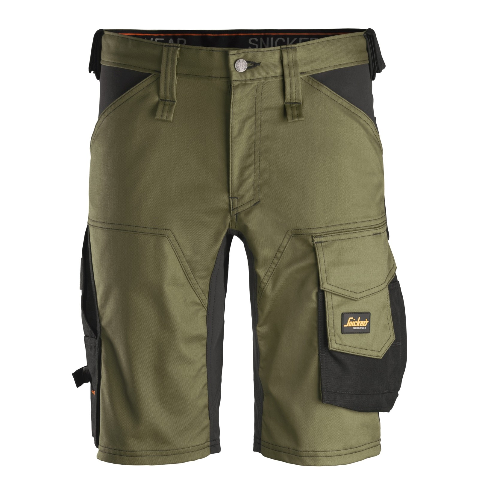 Pantaloni scurți de lucru, stretch, Snickers Workwear, AllroundWork, 6143, Khaki Green/Black